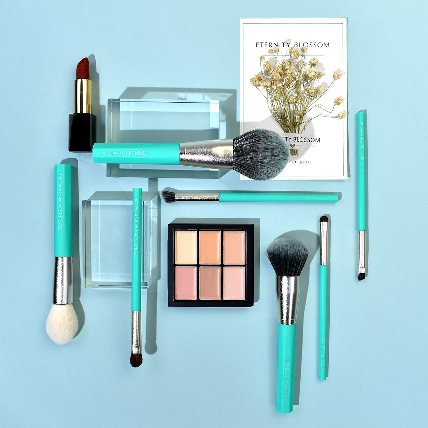 SIXPLUS ターコイズブルー7本メイクブラシセット| SIXPLUS公式サイト