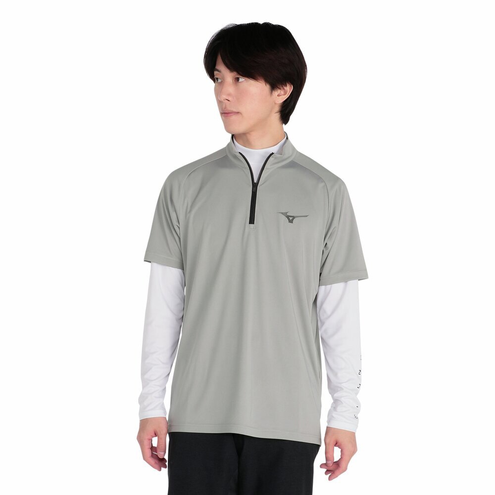 レイヤードセット(半袖ハーフジップシャツ／長袖モックネックシャツ