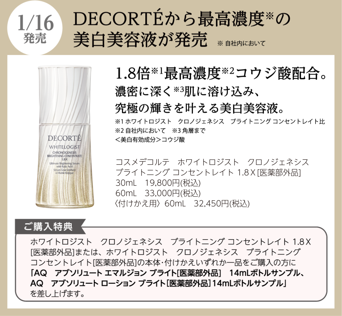 ホワイトロジスト クロノジェネシス ブライトニング (美白美容液)2種