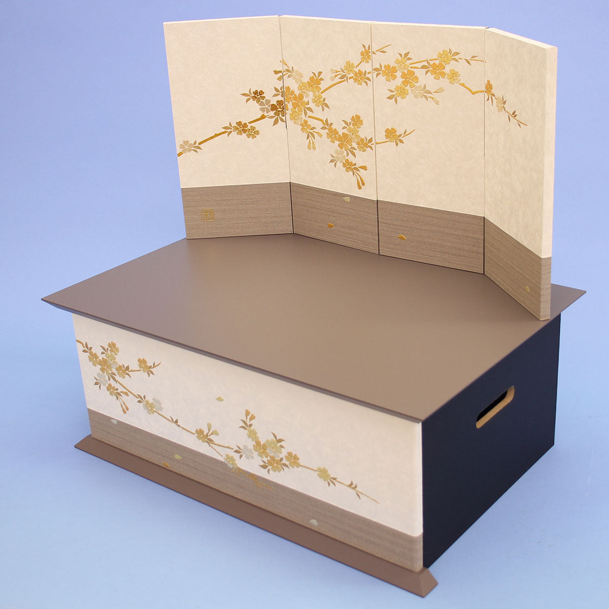 雛人形収納飾り 幅45cm 正絹まめびな 夢桜グレー – 寿鳳人形の東芸