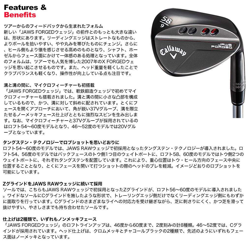 毎日発送】キャロウェイ JAWS FORGED ウェッジ チャコールブラック