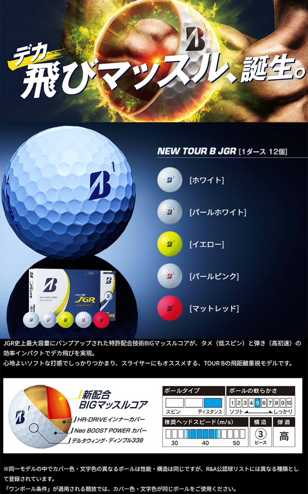 ブリヂストン 2023 NEW TOUR B JGR ゴルフボール 1ダース 全12球 3
