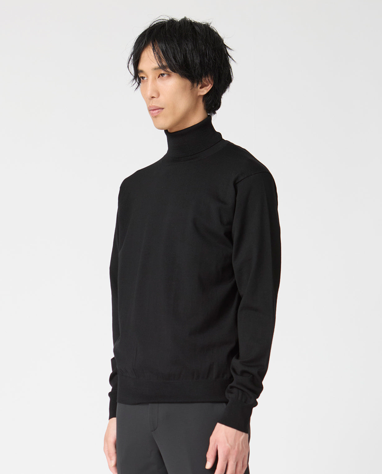 448_QX ANNUAL×K-3Bダブルネーム タートルネックセーター (ブラック