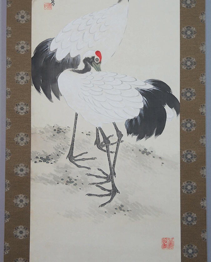 山田秋坪 松鶴迎齢図 | 掛軸(掛け軸)販売／表装ご依頼は掛軸いっぷく