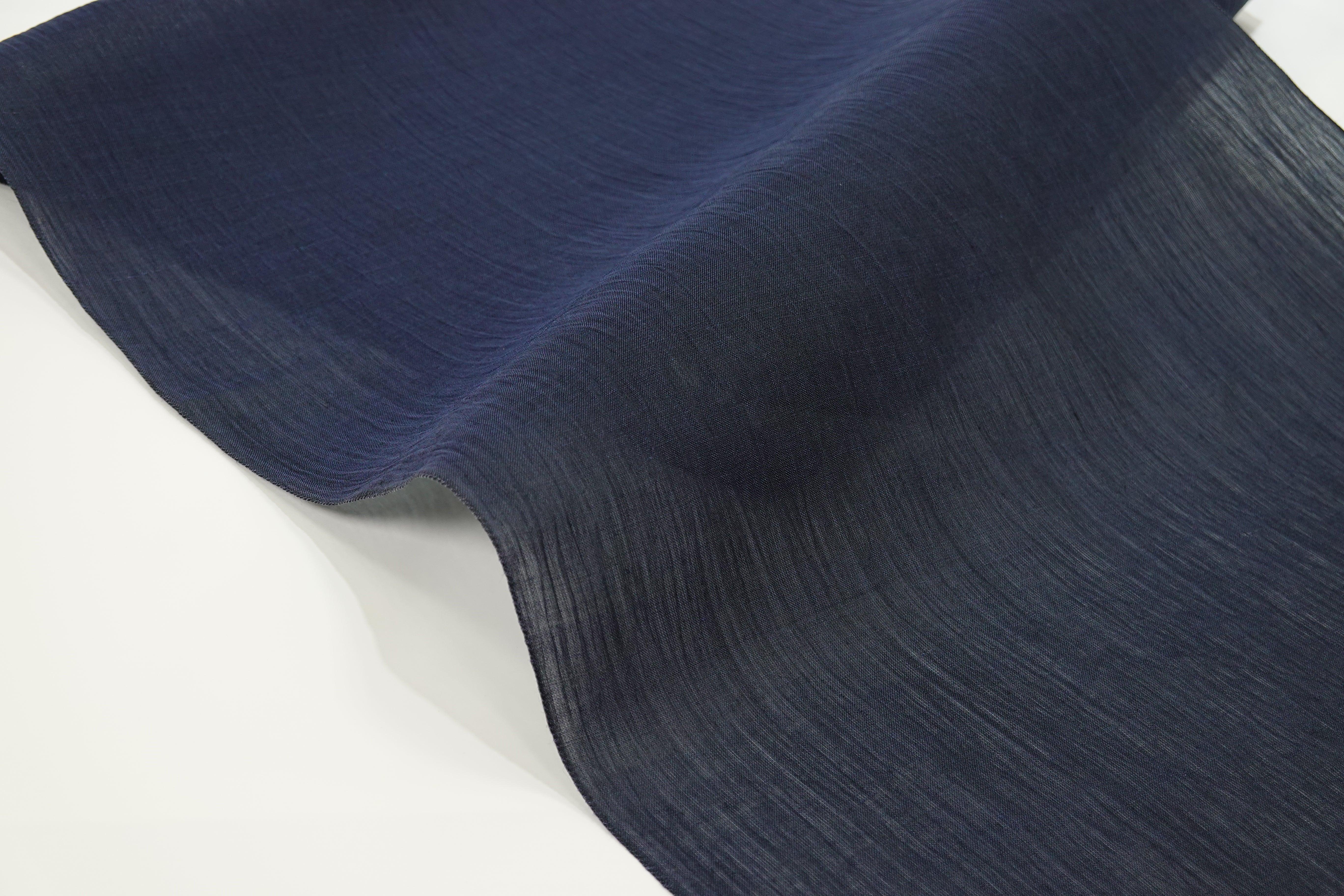 麻 夏着物〉小千谷縮 無地 紺〈キングサイズ 男性可〉 – きものKUREHA