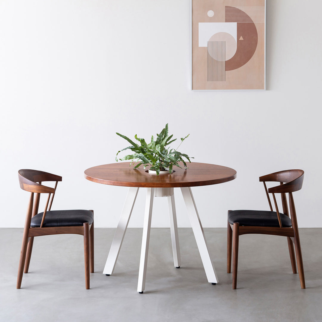 THE CAFE TABLE / ラバーウッド White Steel 4pin × ラウンド φ81