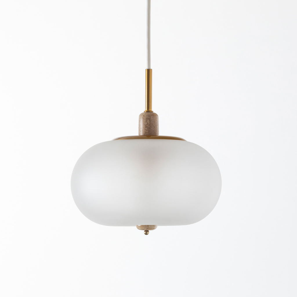 Glass × Oval 半透明ガラスと大理石の オーバル ペンダントライト