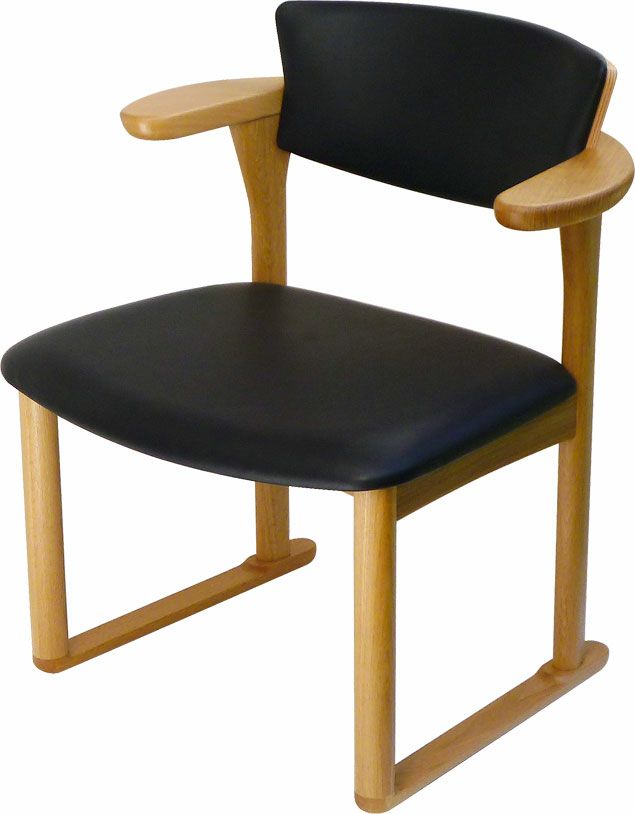 腰にやさしいイス Awaza（アワザ）LD 中座椅子 051N-L ナラ材 革張1