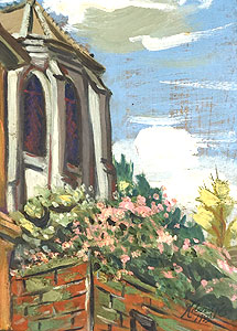 北脇昇「夾竹桃の咲く頃」油彩4号