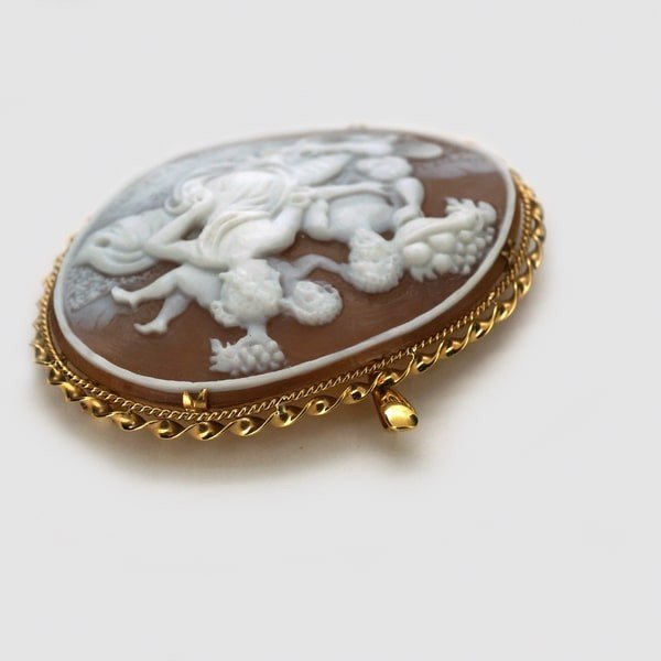 K18 イエローゴールド シェル カメオ ブローチ ペンダントトップ 日本