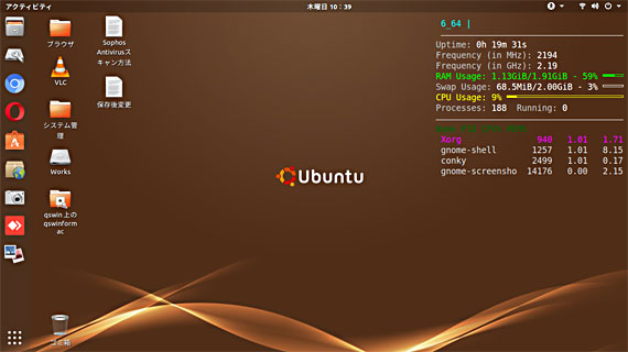 Ubuntu 18.04 LTS 日本語 Remix の試用