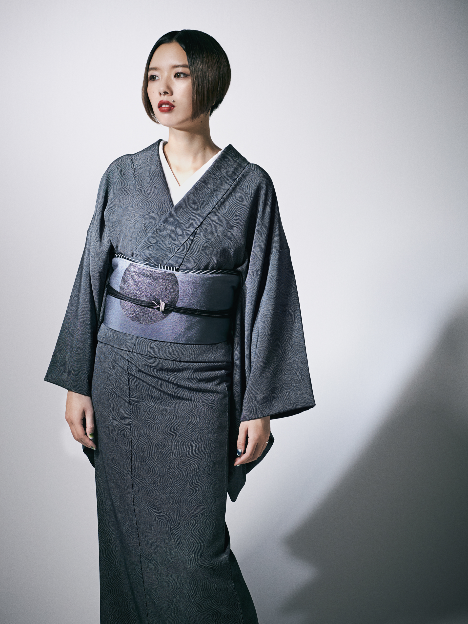 着物｜江戸小紋｜フランス縞 白黒｜石塚染工｜錐彫｜