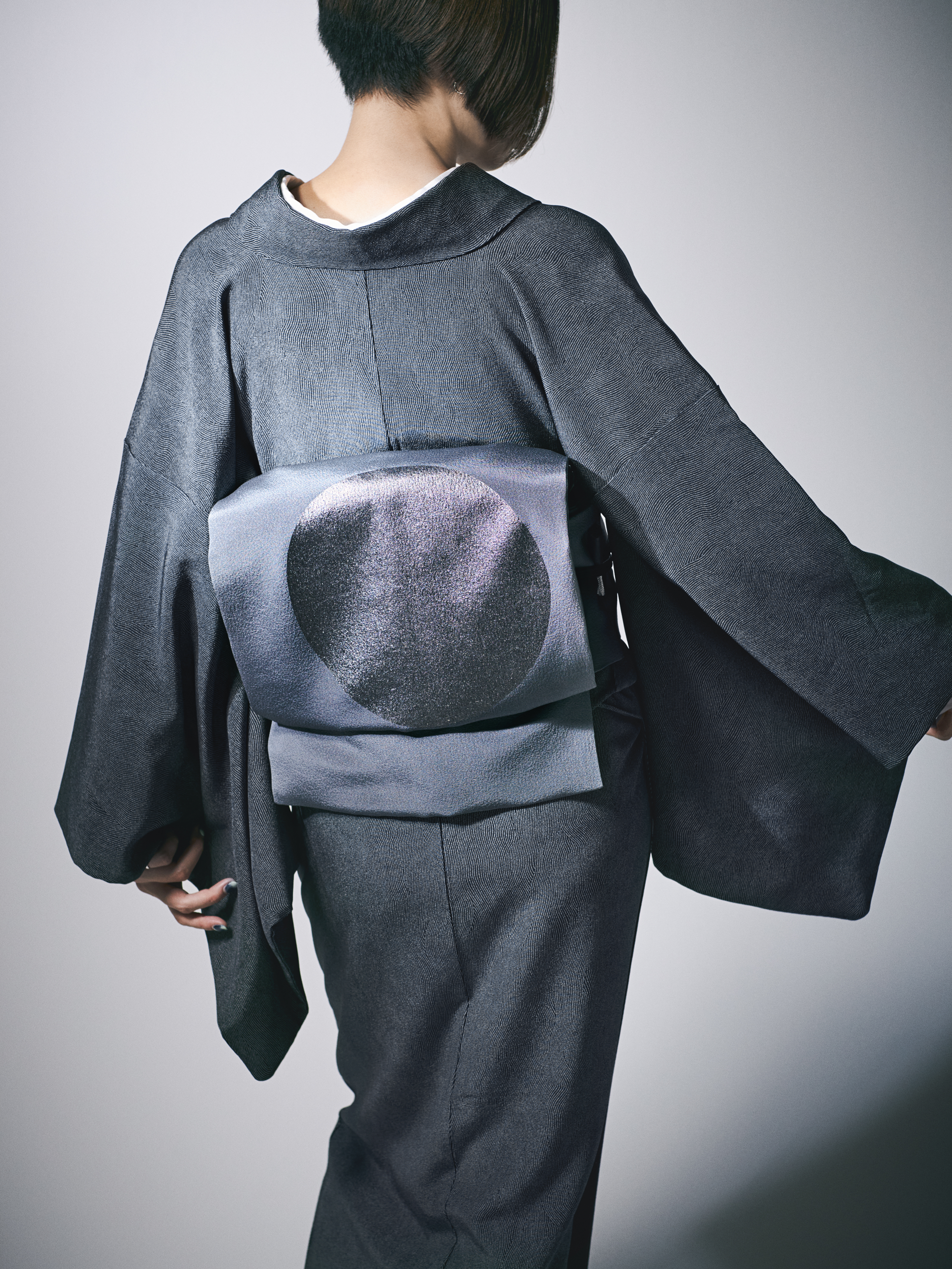 着物｜江戸小紋｜フランス縞 白黒｜石塚染工｜錐彫｜