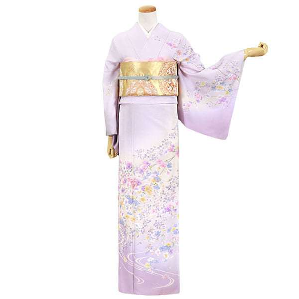 紫地に桜と流水の訪問着（袷） | 宅配着物レンタルの京都かしきもの