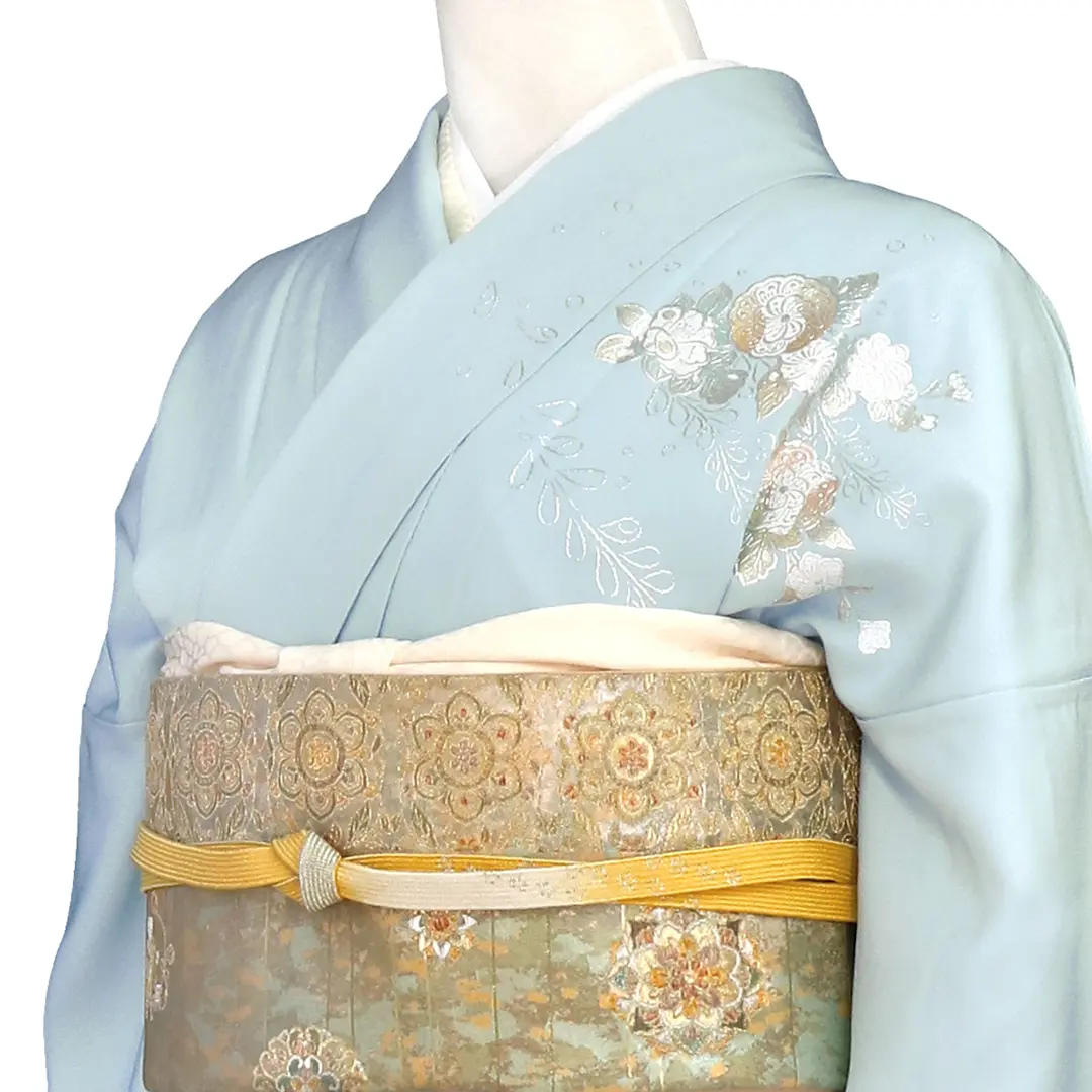 金彩友禅】水色地に辻が花の訪問着（袷） | 宅配着物レンタルの京都か