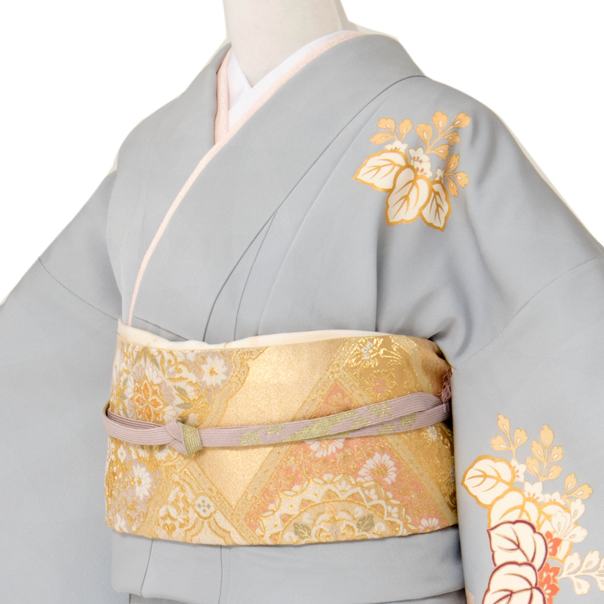 水色地に桐と牡丹唐草文の付下訪問着(袷) | 宅配着物レンタルの京都か