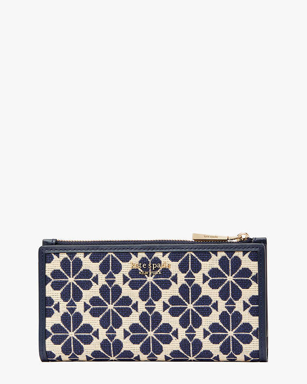 スペード フラワー ジャカード ジップ スリム ウォレット | 長財布
