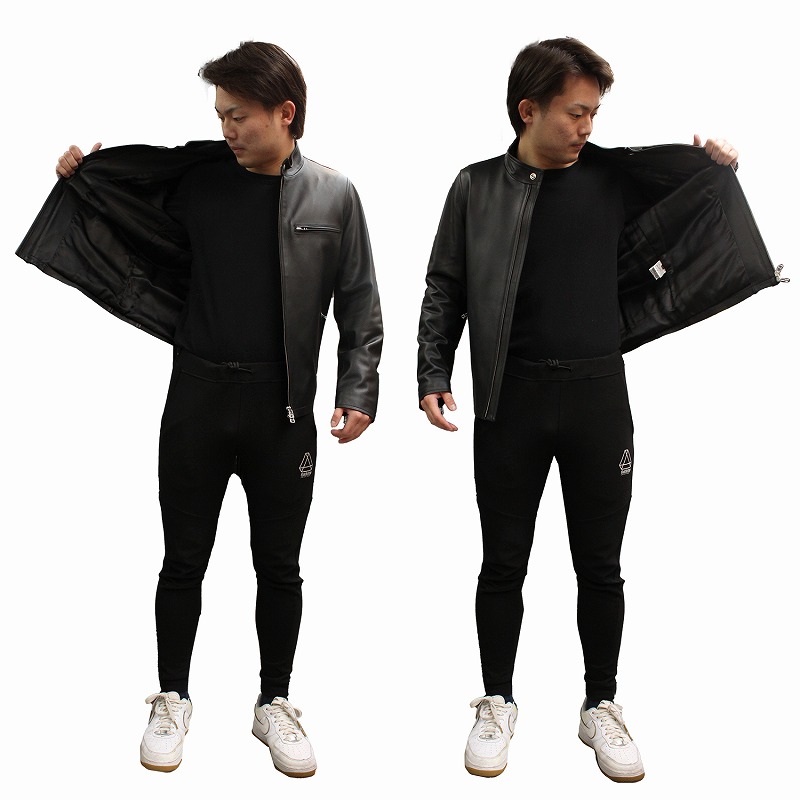 本革 シングルライダースジャケット メンズ ラムレザージャケット M/L