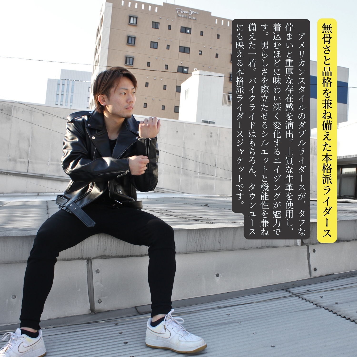 Mo-Laws 牛革 ダブルライダースジャケット USタイプ メンズ ブラック S