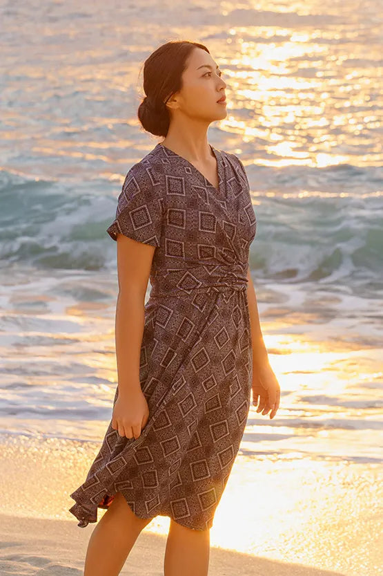 大島紬意匠 ストレッチジャージー】マリリンワンピース– kay me