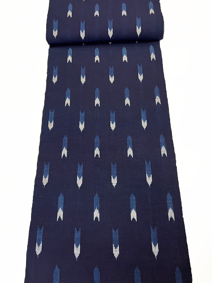 T186】久留米絣反物（藍染・矢絣）1m～ | 久留米絣 風のおくりもの