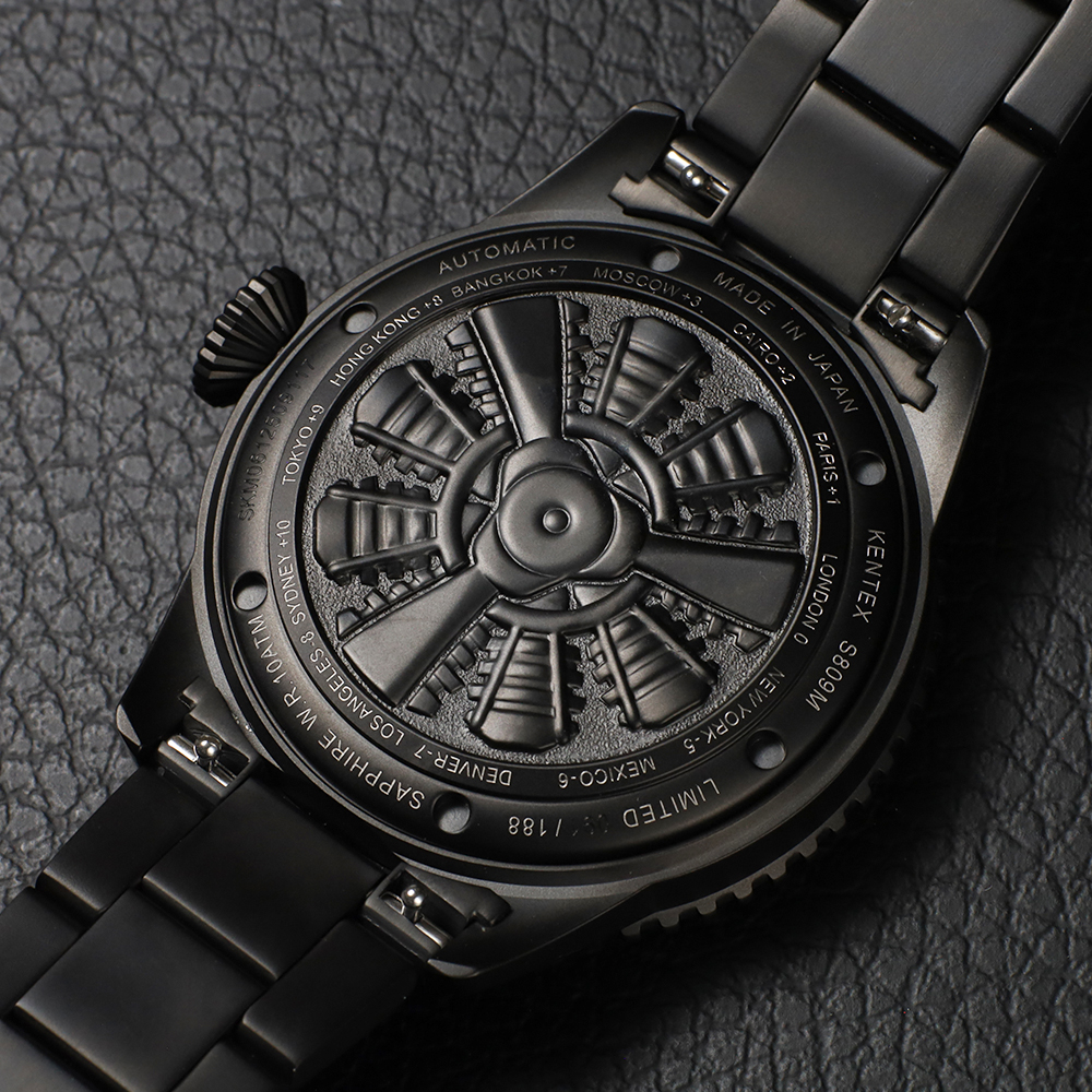 188本限定】KENTEX スカイマンGMT オールブラック／SKYMAN GMT All