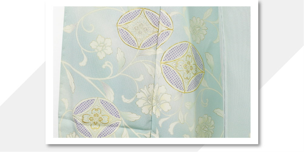 吉澤友禅 訪問着 七宝唐草 薄緑