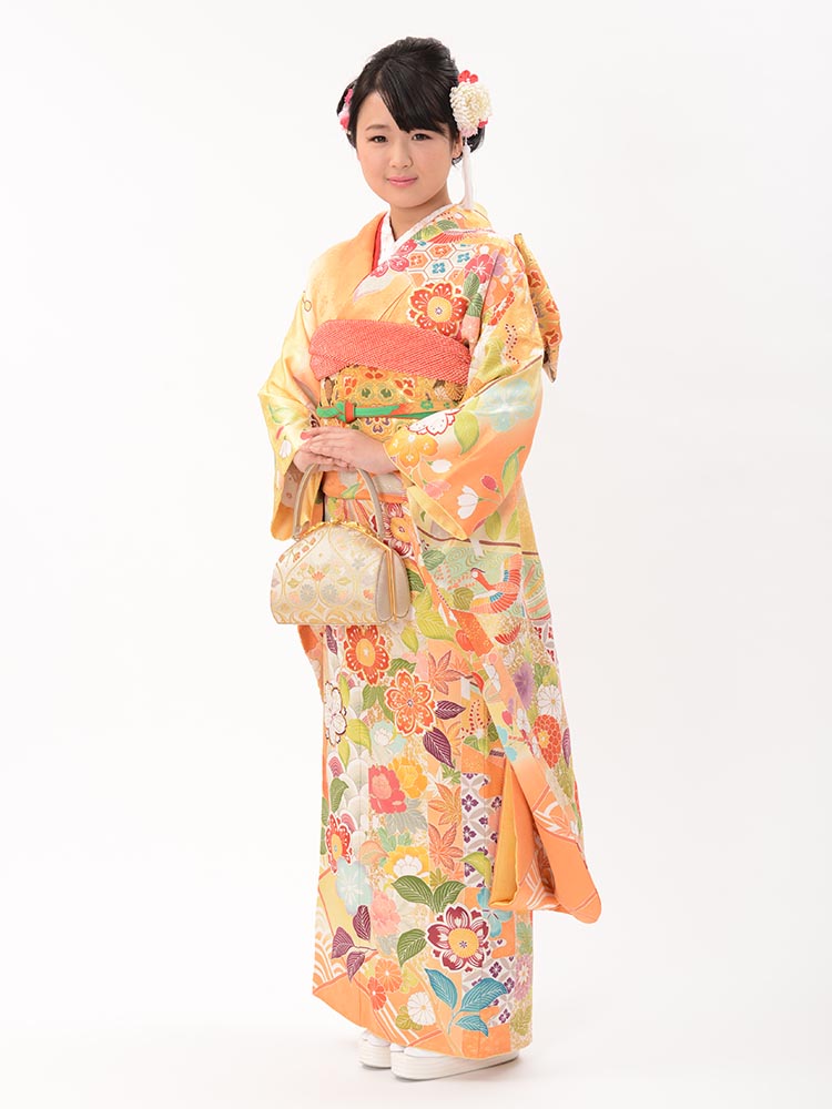 小さいサイズの最高級振袖レンタル・フルセット】SK-2 幔幕・鳳凰 S