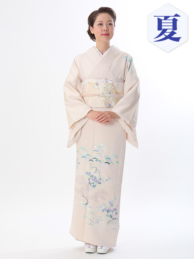 高級訪問着レンタル】e-14 一流の京友禅メーカーによる単衣 MLサイズ