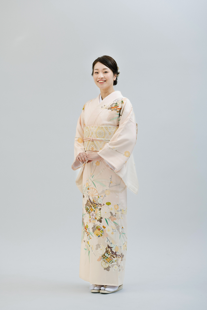 高級訪問着レンタル】ピンク系 菱健謹製 笹に七宝・花柄 MLサイズ 品番