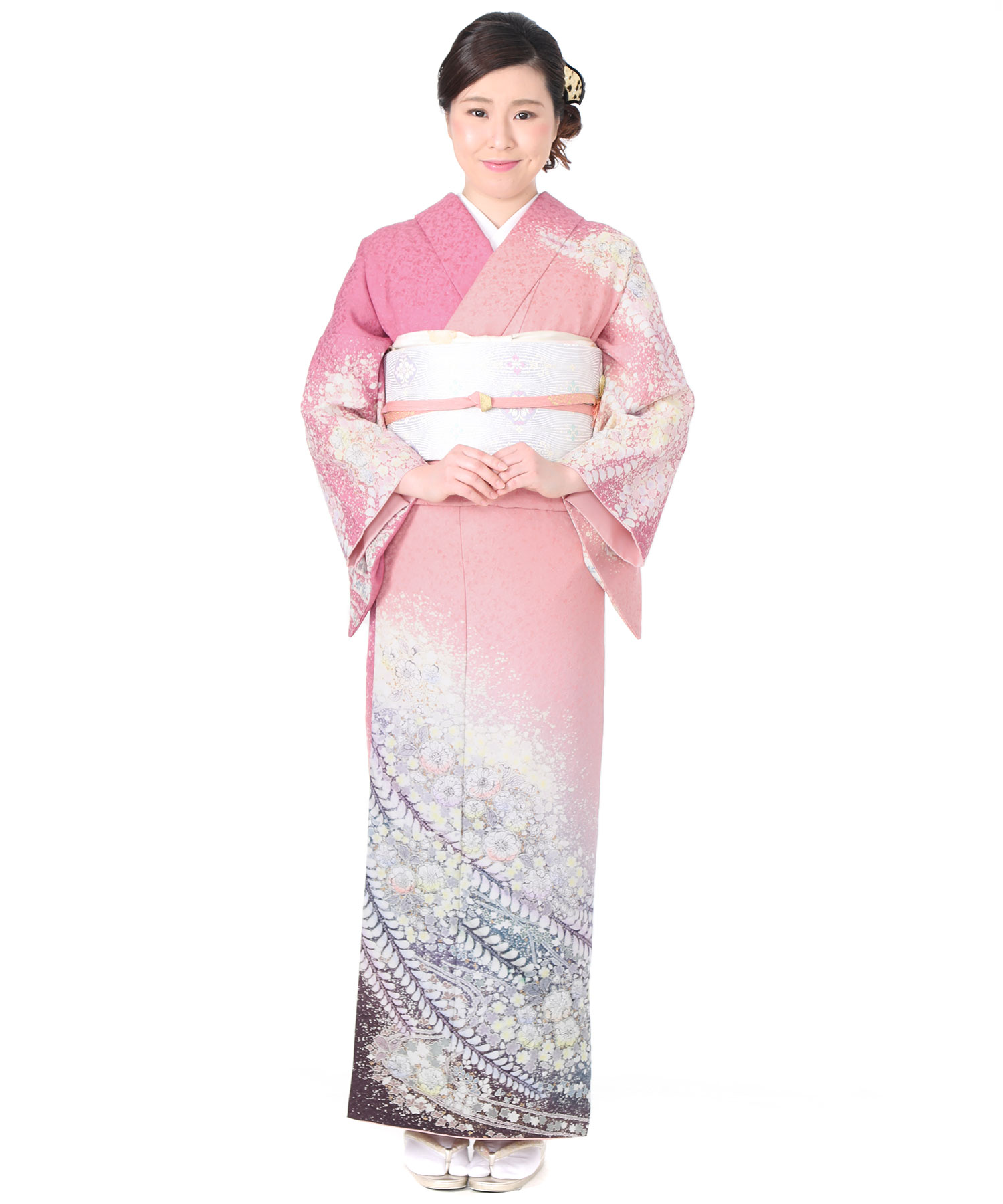 訪問着レンタル｜ピンクに辻が花｜H0122｜S｜宅配着物レンタル｜きもの