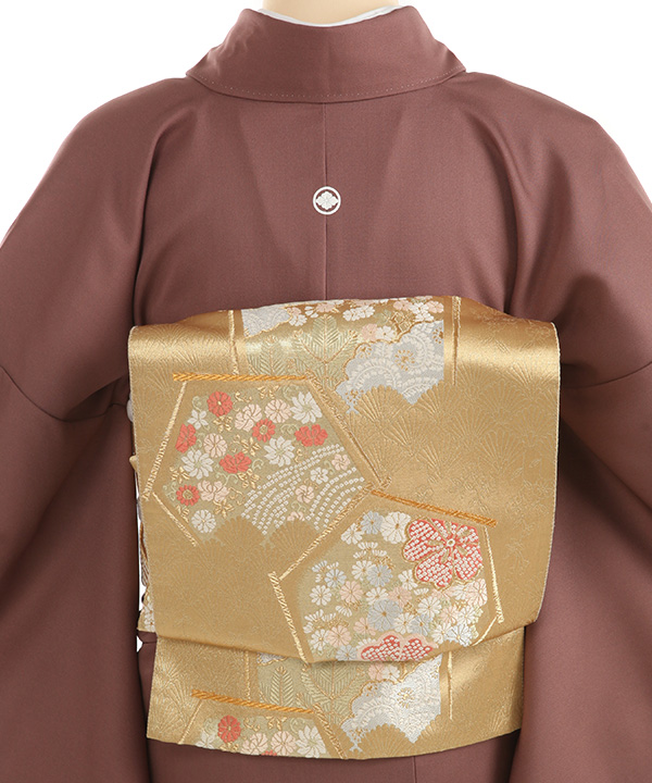 色留袖レンタル｜茶色に飛鶴 滝｜I0139｜L｜宅配着物レンタル・一式