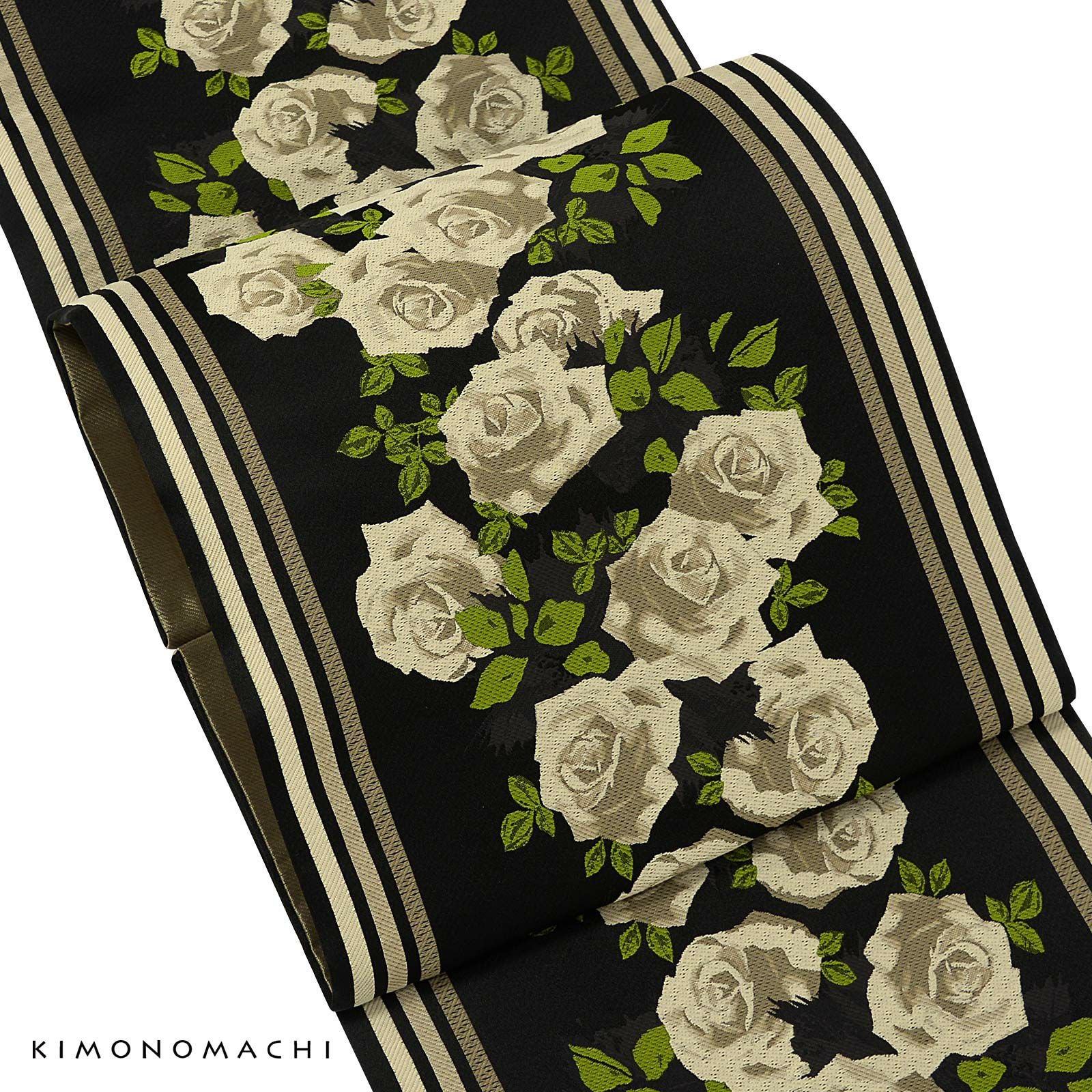 京袋帯 単品 数量限定 KIMONOMACHI オリジナル「黒 アンティークローズ