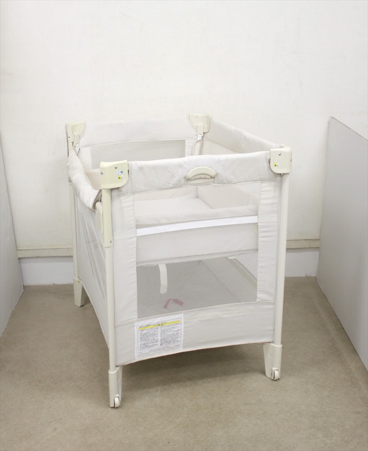 送料無料 ココネルエアー ミルクWH 66046 たたんで運べるベビーベッド
