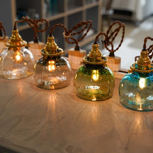 安土草多 ペンダントライト 照明 吹きガラス botebote（クリア