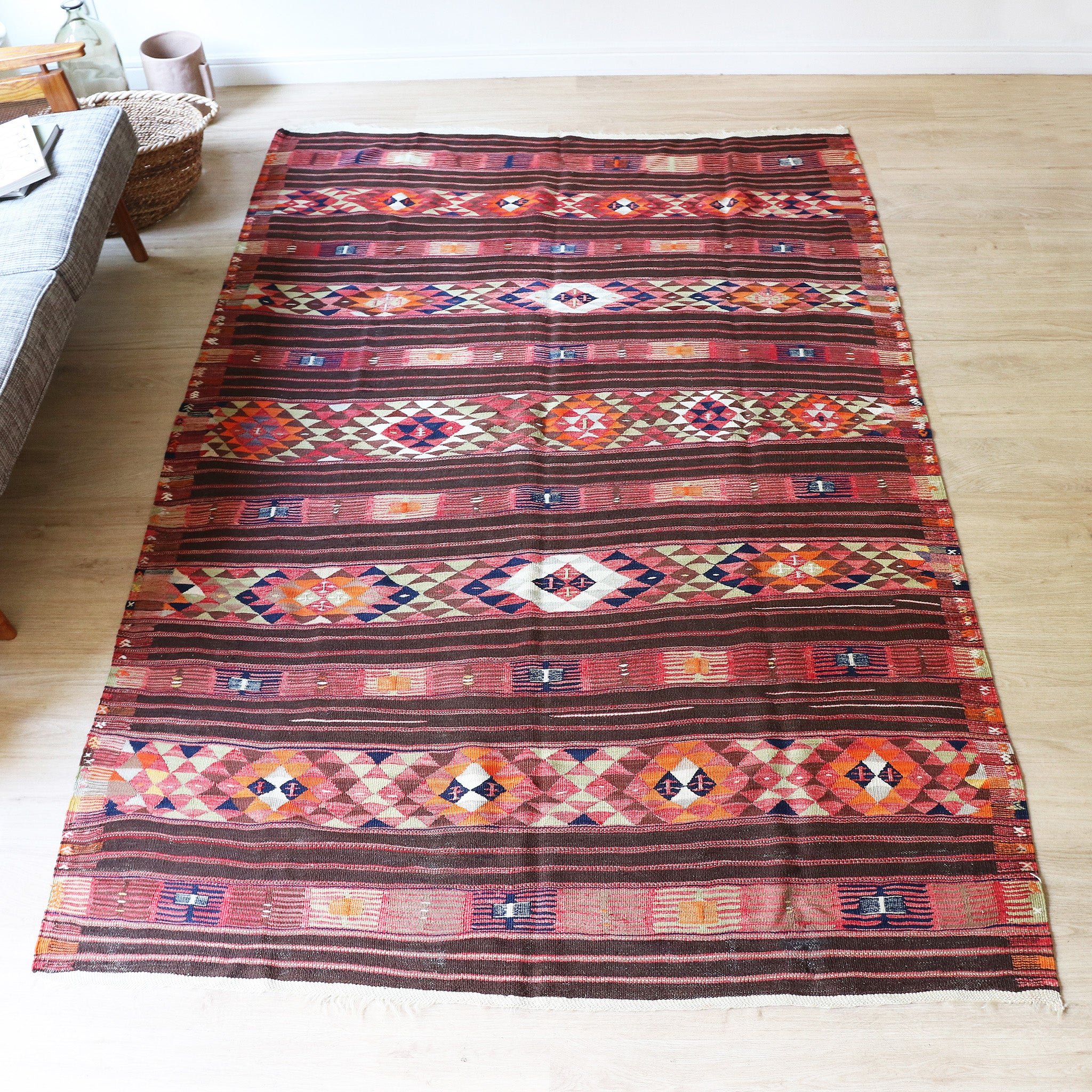 オールドキリム キリムラグ トルコ・アドゥヤマン 222×155㎝ (No.20326