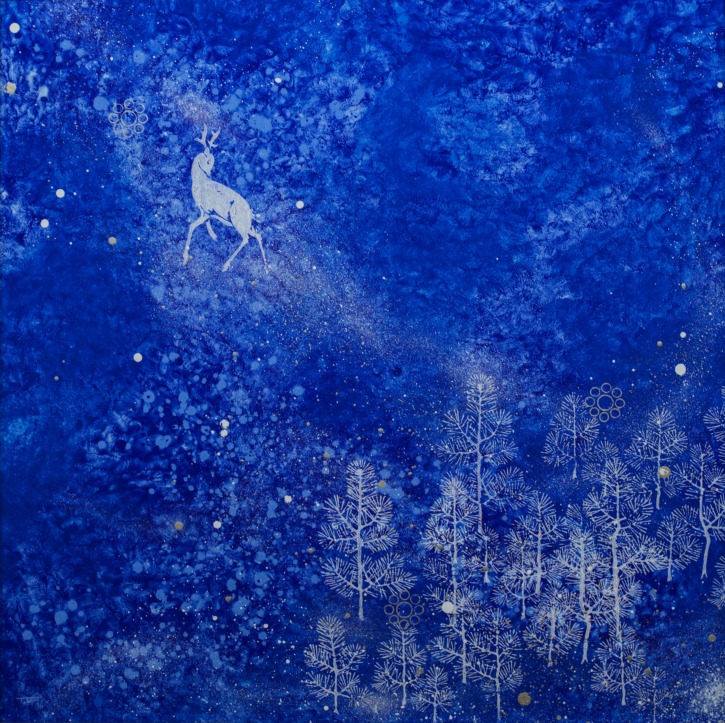 唐紙アート作品：千田長右衛門のブルーアート（青い絵画） | 唐長本店