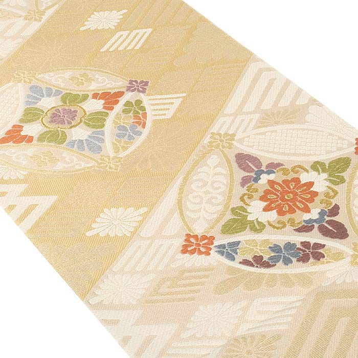 袋帯 帯 フォーマル 礼装 黒留袖 色留袖 訪問着 薄黄 七宝 華紋 唐織