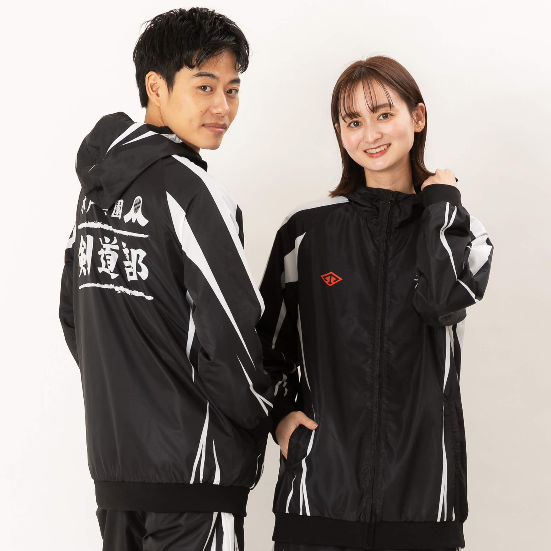 裾, 袖口フライス・ラグラン型長袖オリジナルウィンドブレーカー上下