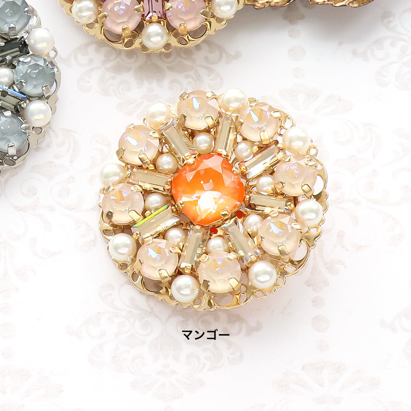 レシピNo.KR1090 貴和クリスタルのサークルフラワーブローチ – 貴和