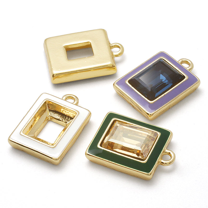 石座チャーム レクタングル エポ 1カン ホワイト/G – 貴和製作所