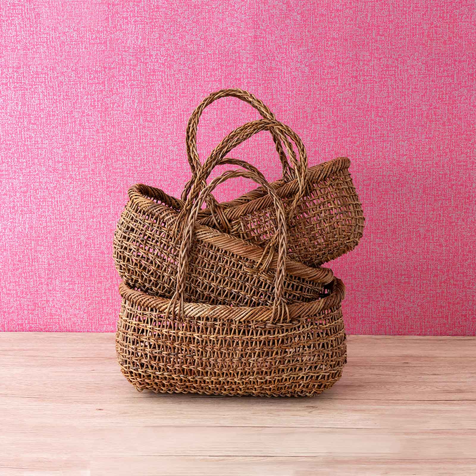 WAKAHATA social club/あけび蔓透かし編みかご(浅型中)