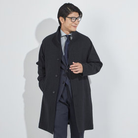 カシミヤアンゴラブレンドダブルラグランベルテッドコート/ブラック