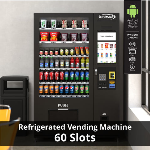 Refrigerated Snack and Drink Vending Machine with 60 Slots and 22