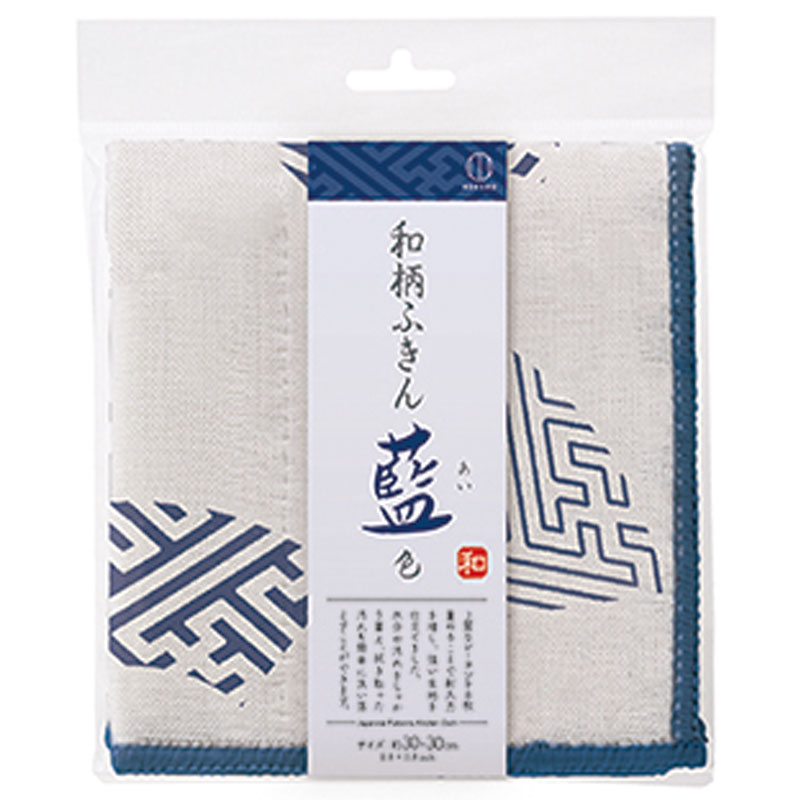 和柄ふきん藍色 紗綾形×扇（さやがた×おうぎ） | 商品情報 | KOKUBO