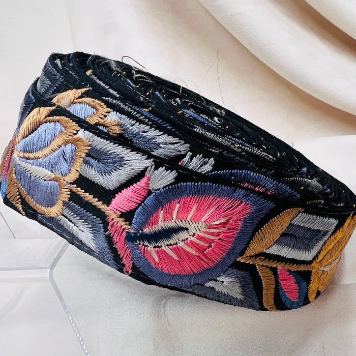 50cm単位】 刺繍リボン 色鮮やか カラフル メルヘン花柄 インド刺繡