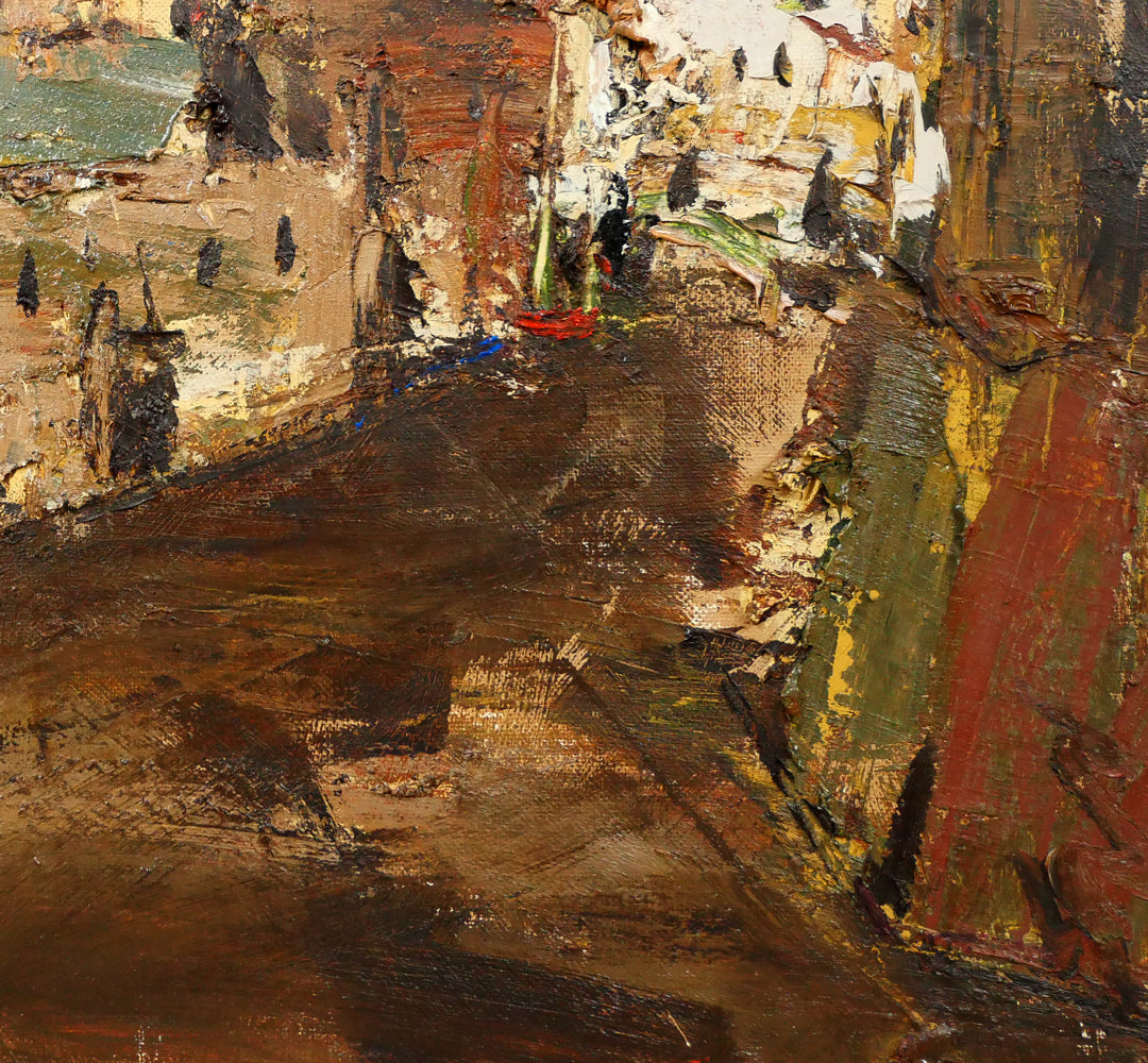 友成晴雄「パリ裏通り」油絵・F10号 絵画買取・販売の小竹美術