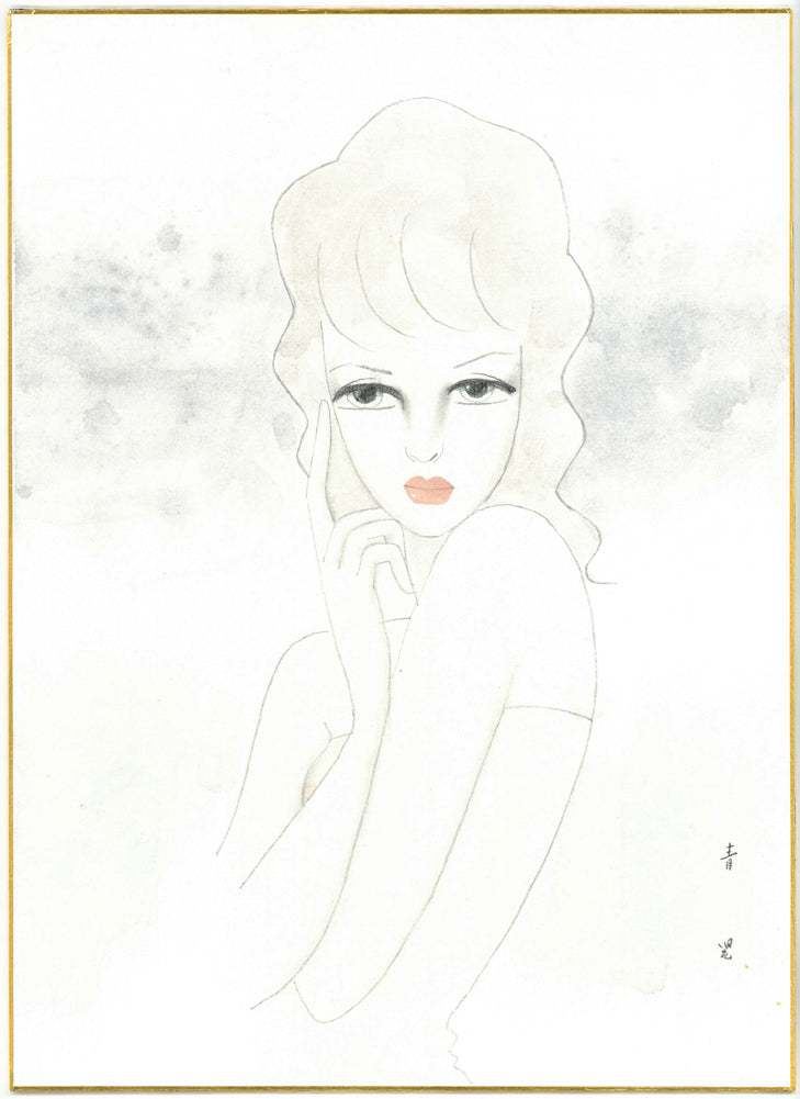 東郷青児「婦人像」水彩画・4号色紙 絵画買取・販売の小竹美術