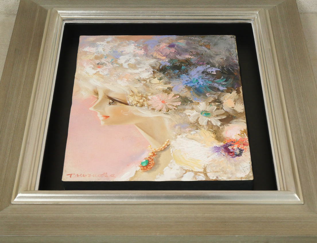 鶴岡義雄「マドモアゼル」油絵・F4号 絵画買取・販売の小竹美術