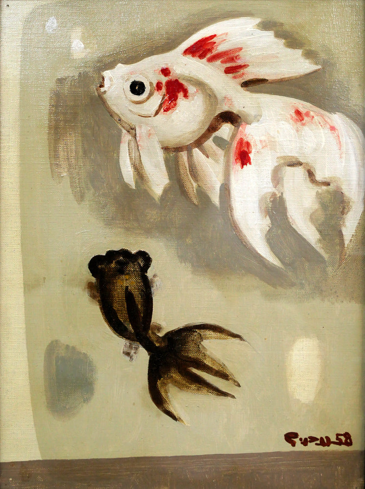八鍬四郎「金魚」油絵・F4号 絵画買取・販売の小竹美術